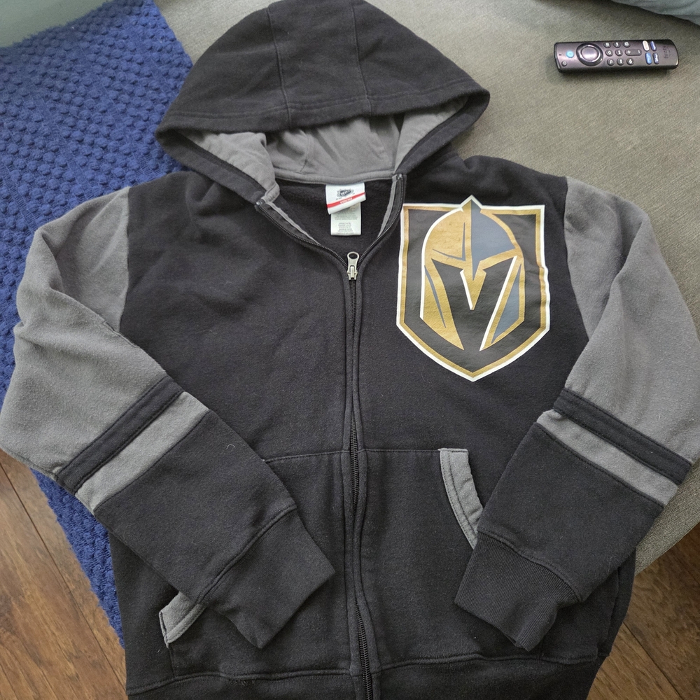 NHL Black and Gray Hoodie with Gold Emblem